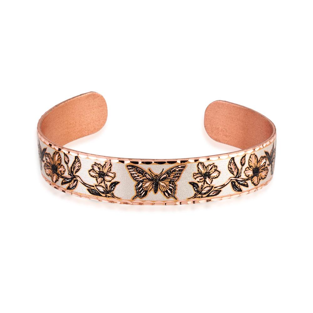 Butterfly design narrow style handmade adjustable copper bracelet