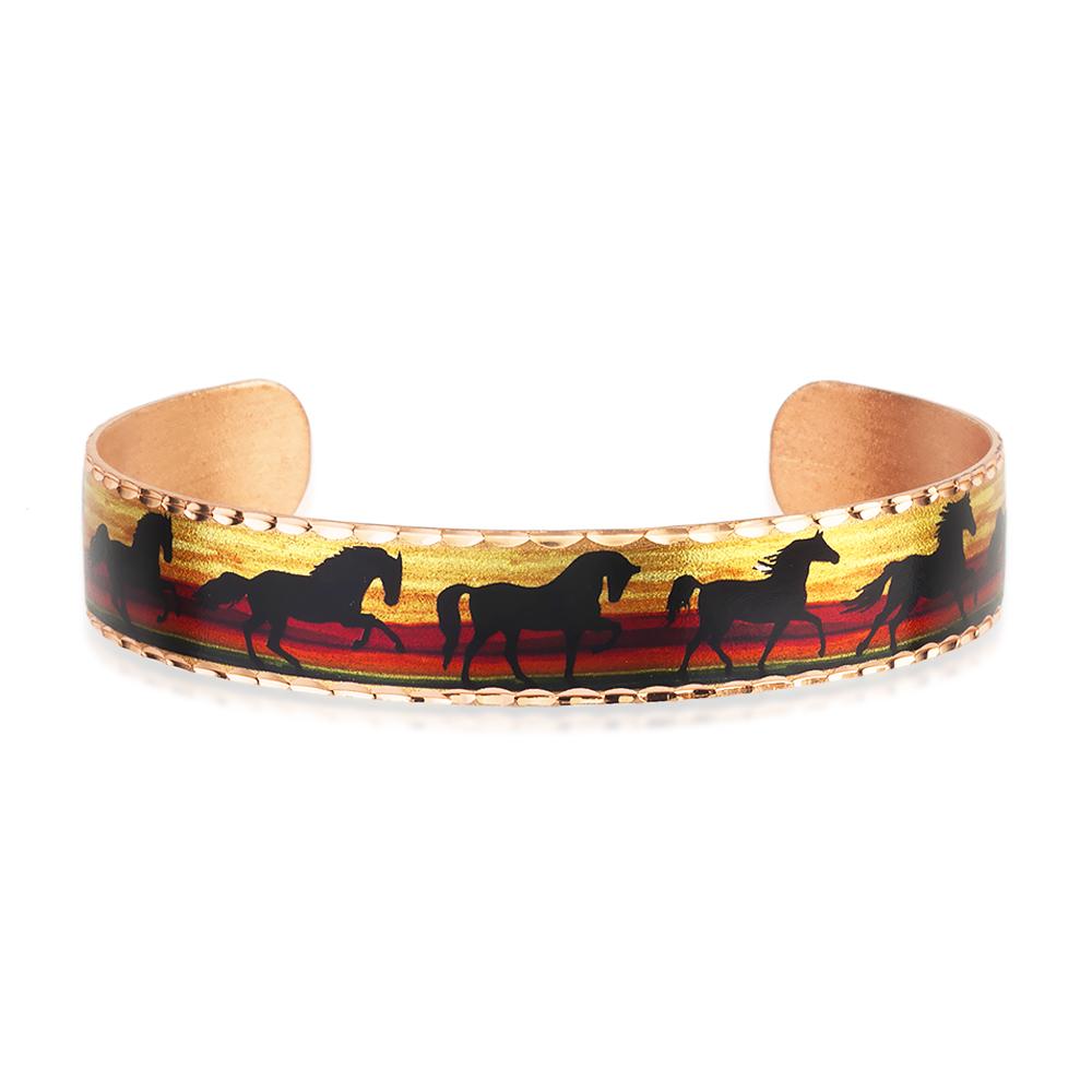 Horse design narrow style copper adjustable bracelet