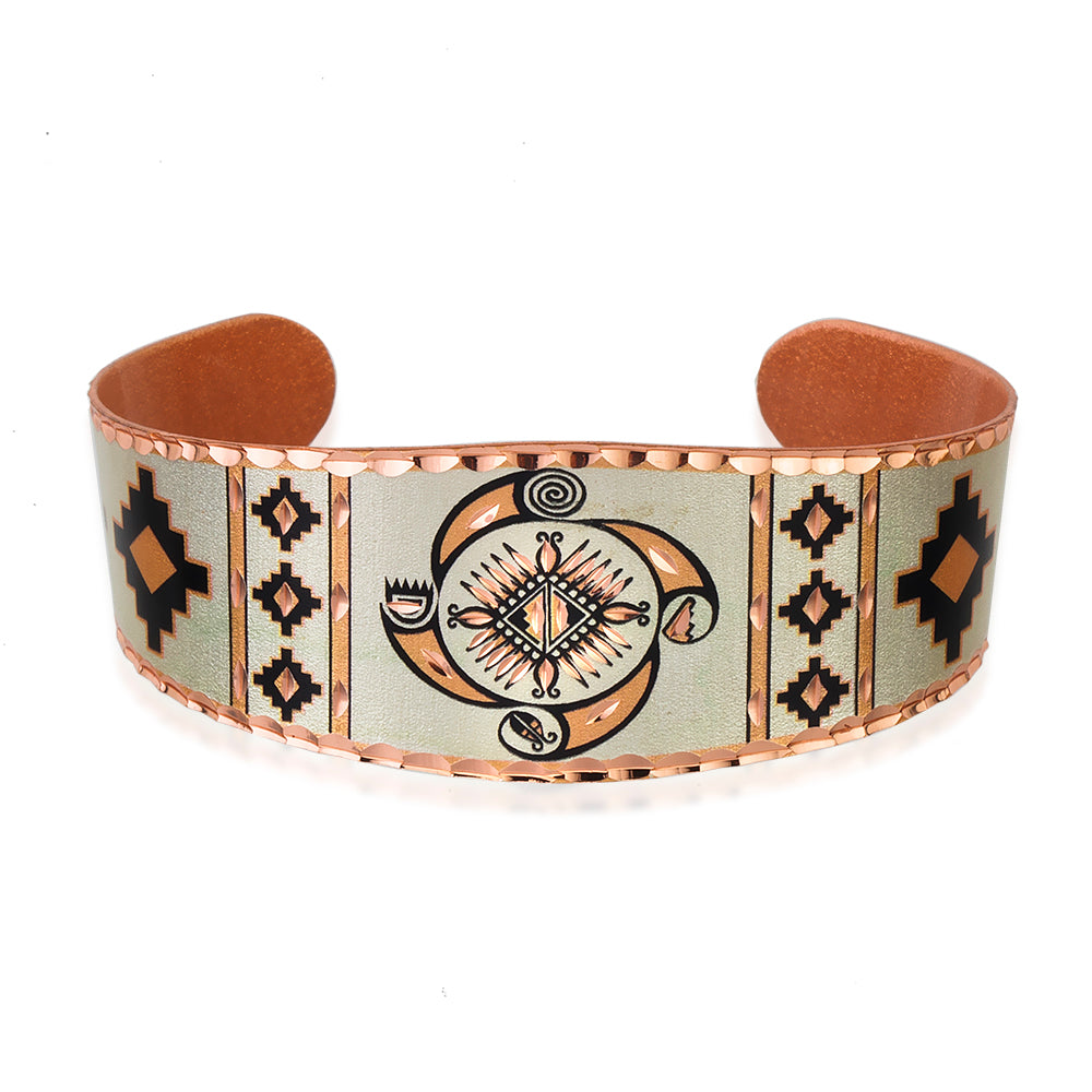 Southwestern  four element design handmade adjustable solid copper bracelet