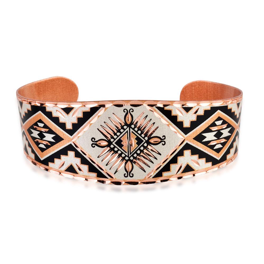 Southwestern sunburst design handmade adjustable solid copper bracelet