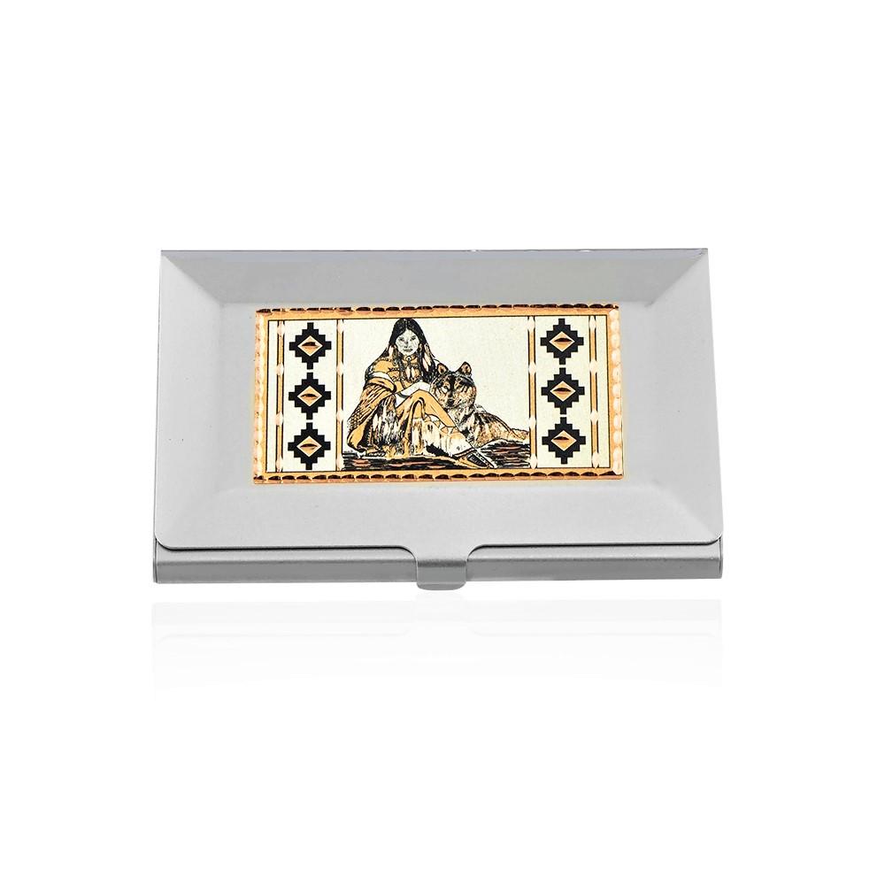 Indian lady native american design handmade copper card case
