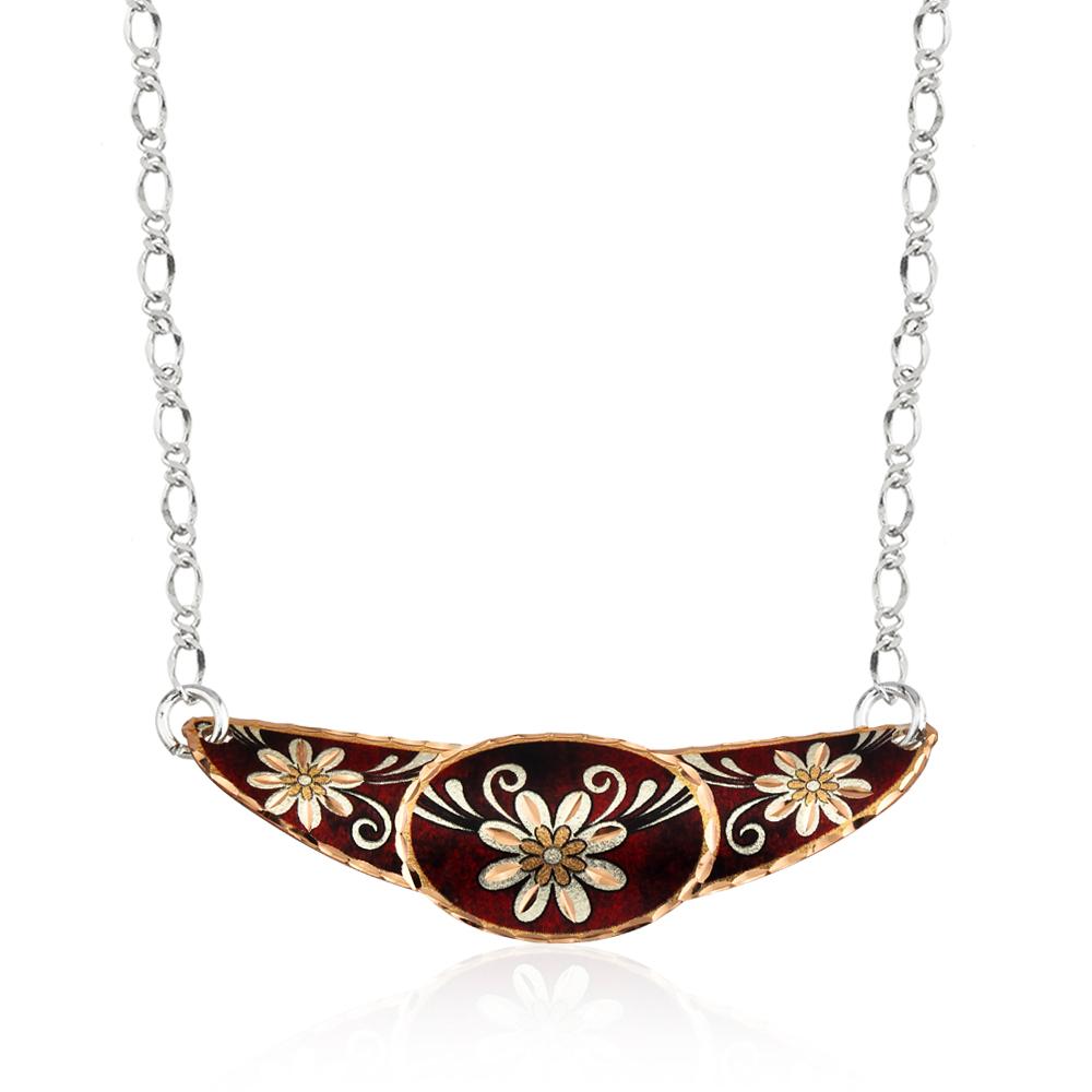 Black floral design necklace