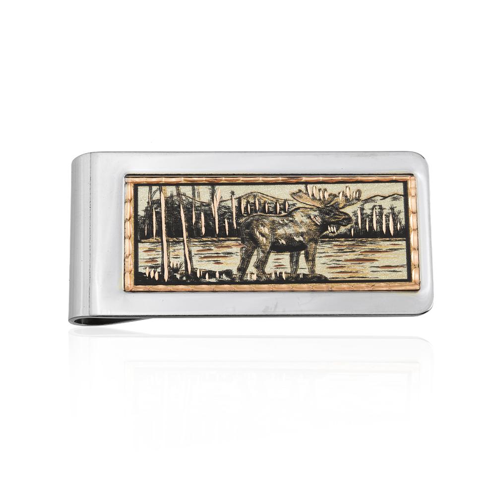Moose design handmade copper money clip