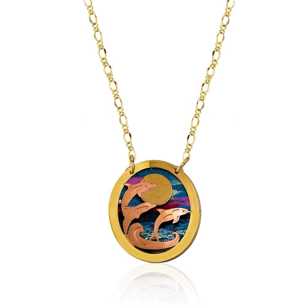 Dolphin design handmade copper 3d design necklace