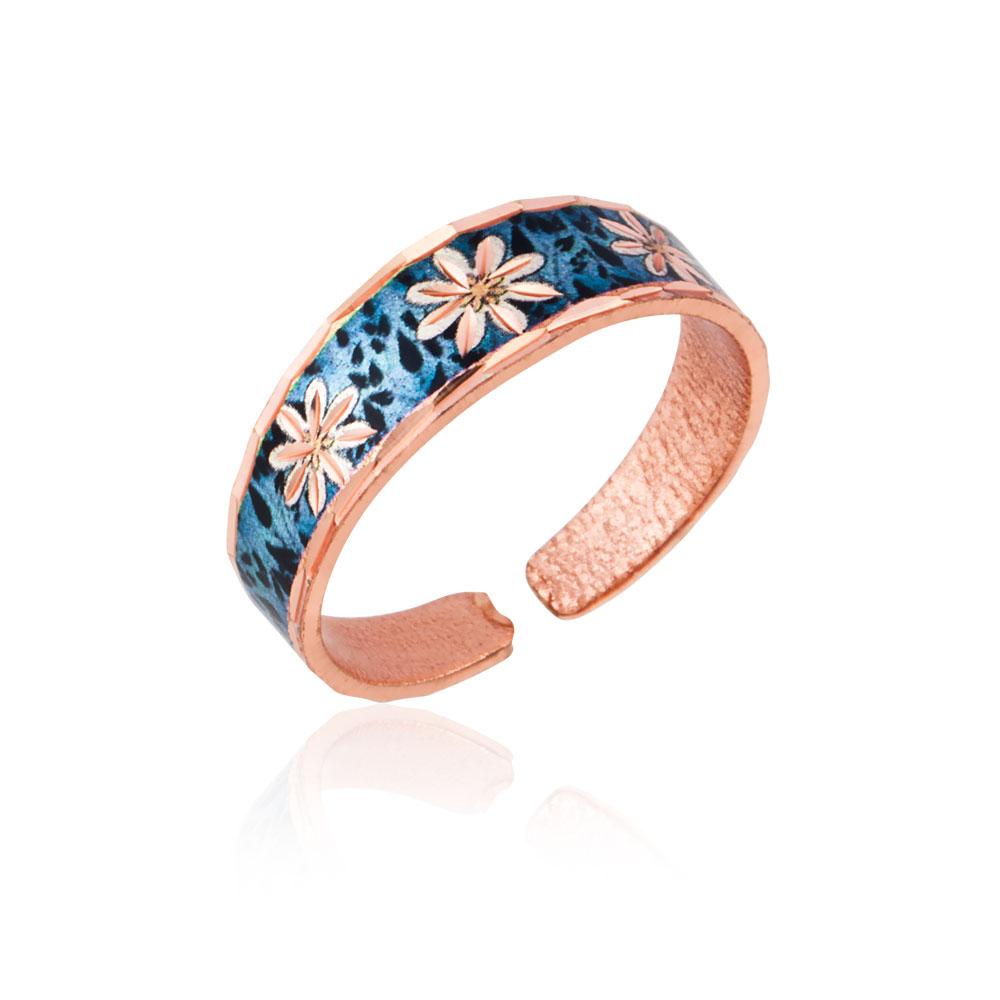 Blue floral design ring