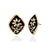 Black floral square oval stud earrings