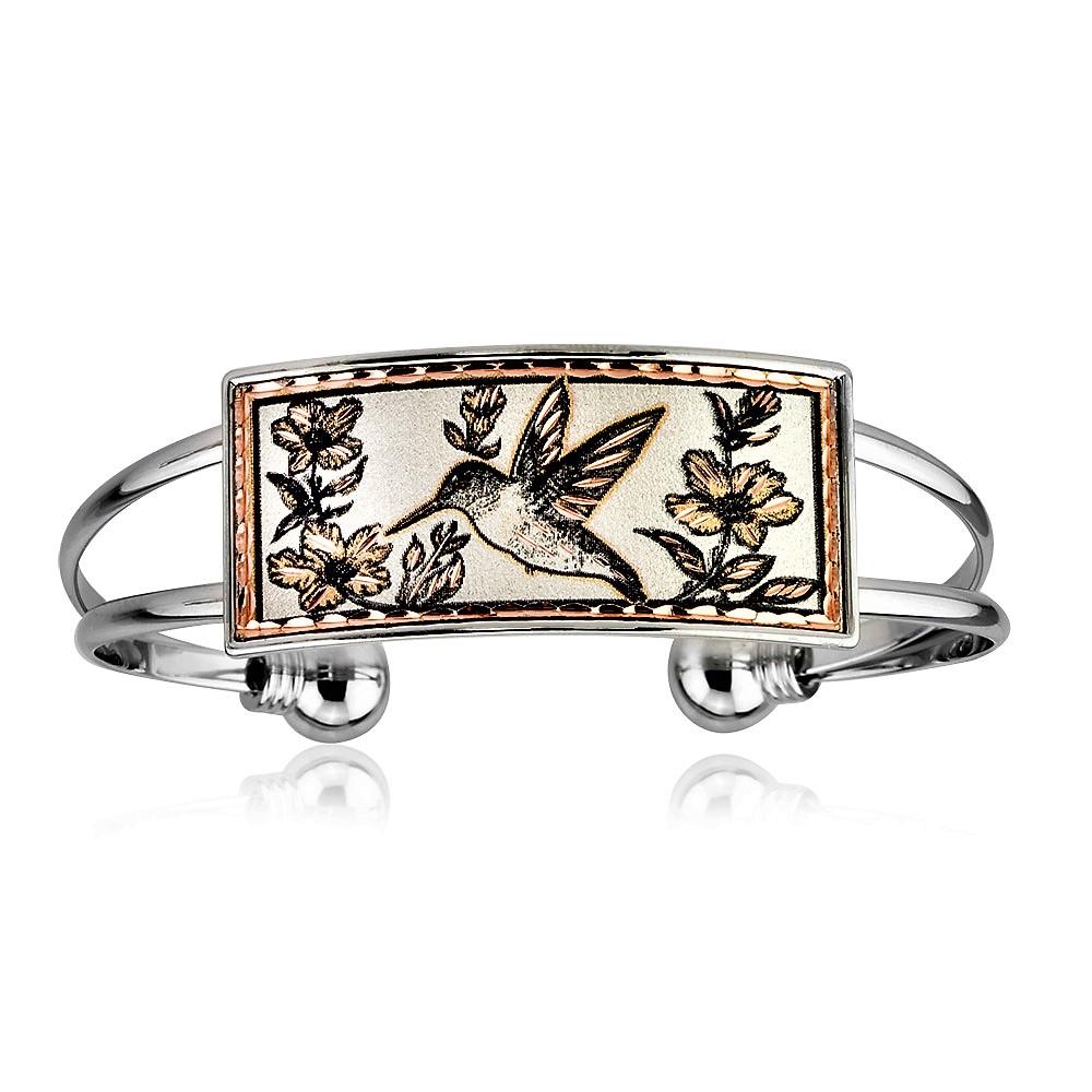 Hummingbird design handmade copper bracelet