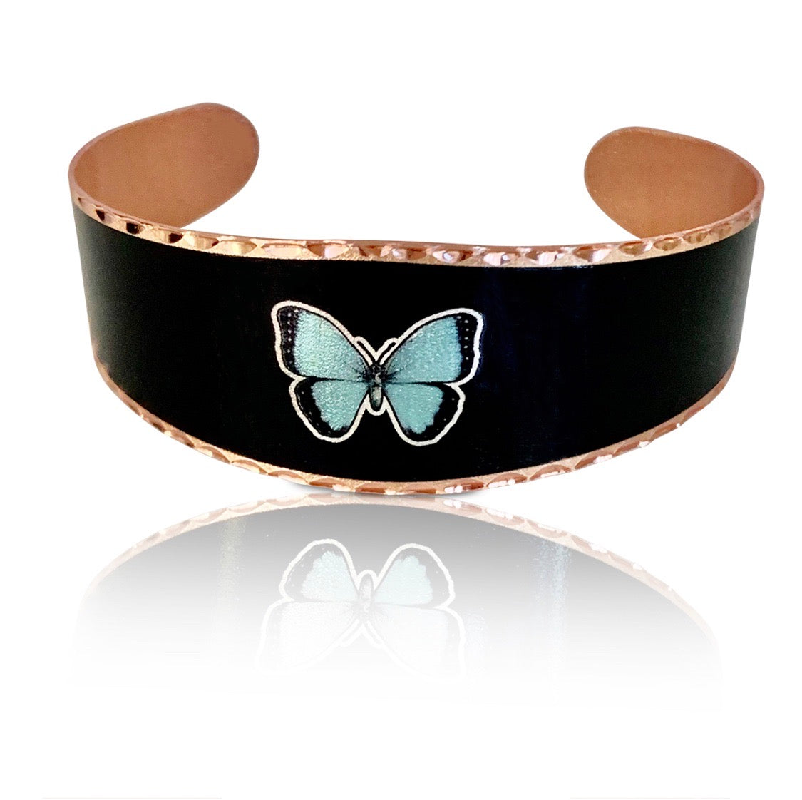 Blue boho western butterfly cuff bracelet