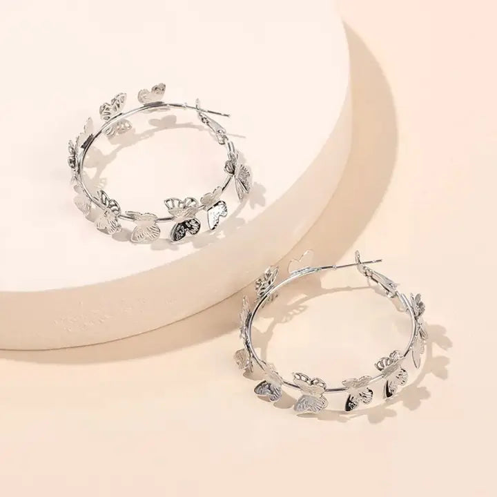 Silver Loop  Butterfly Earrings best seller
