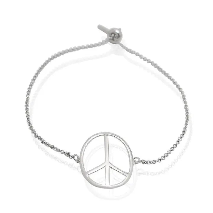 steel  Peace  adjustable  Bracelet  w/slider chain