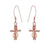 Sterling silver Rose gold tiny Cross  Earrings