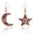 Purple background moon and star earrings