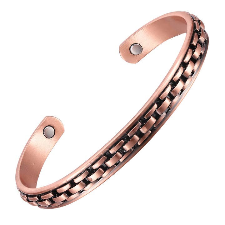 Copper brick and matte look adjustablemagnetic bracelet