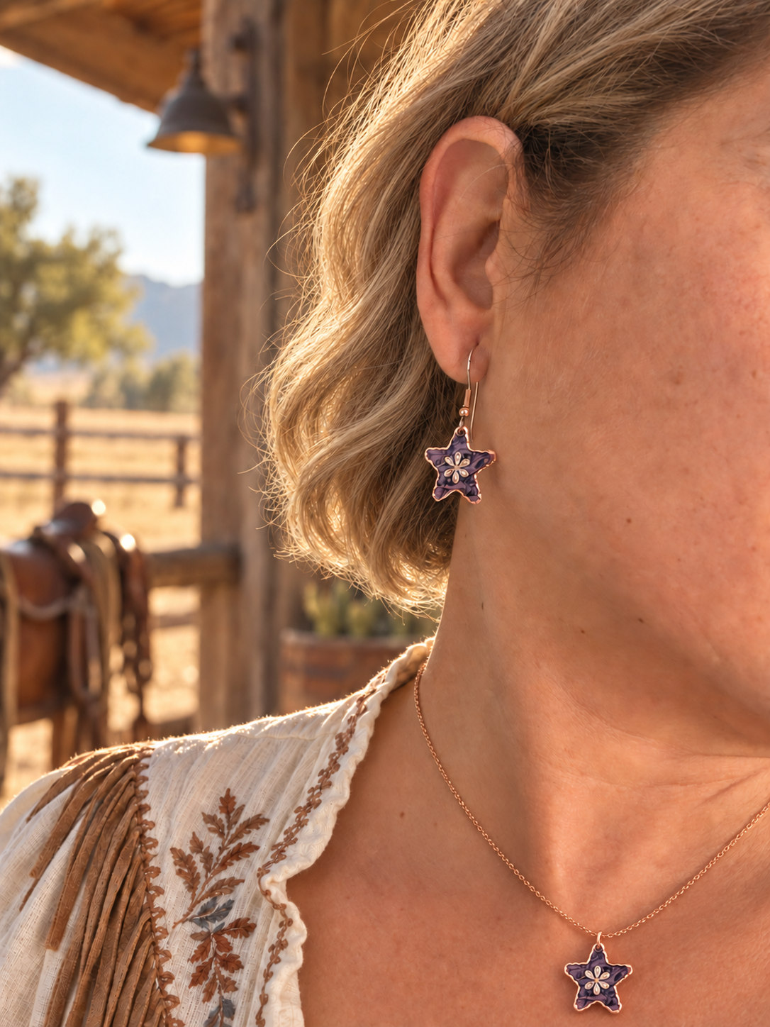 Purple moon and star earrings