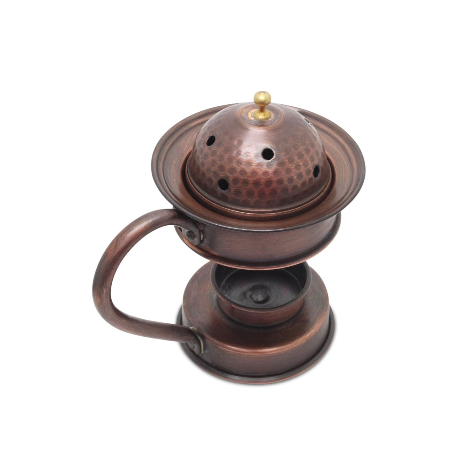 Handmade copper insense burner oxidized antique look