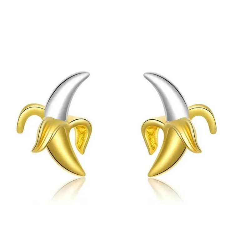 banana small delicate gold color stud earrings