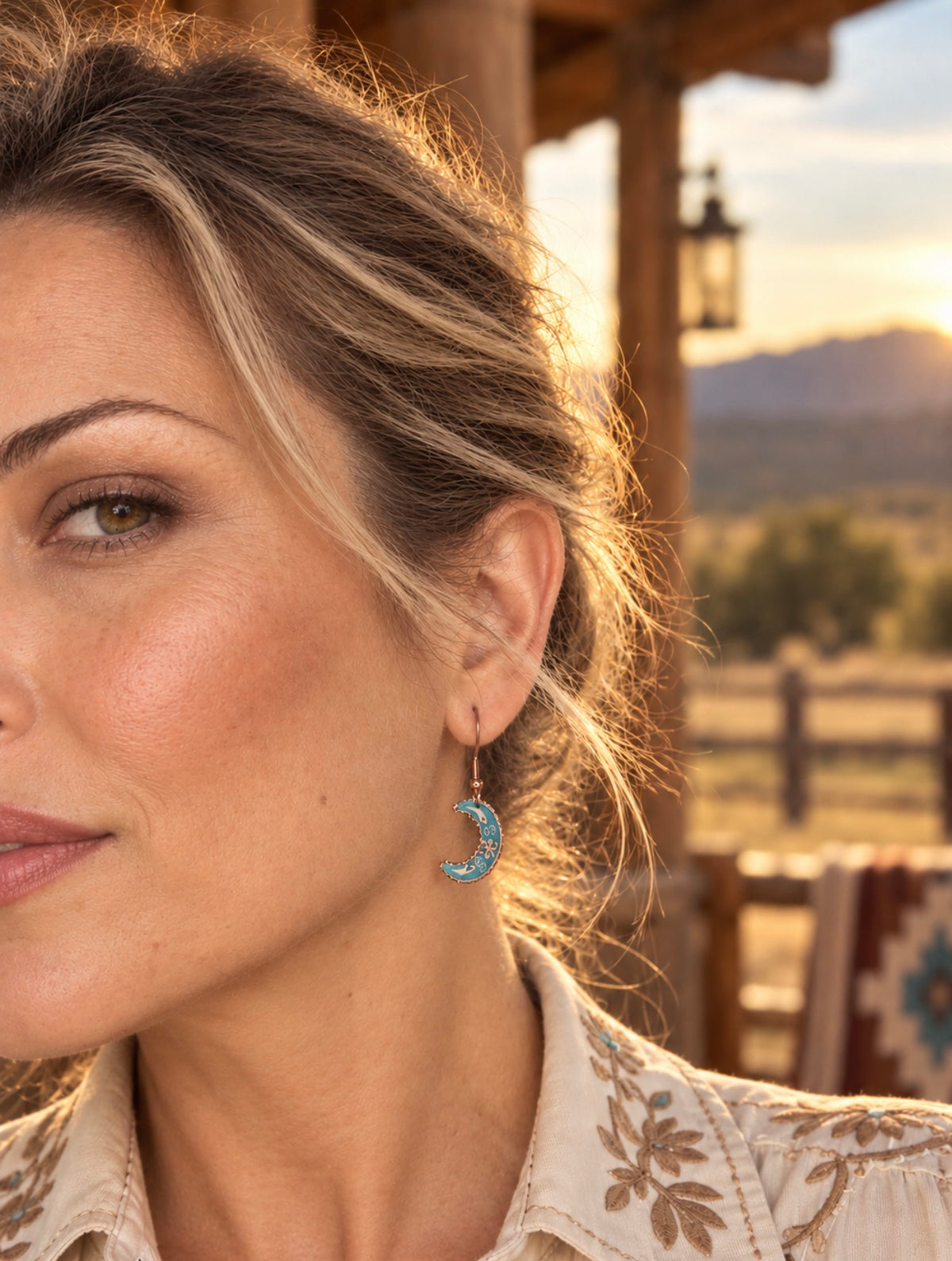 blue moon and star earrings