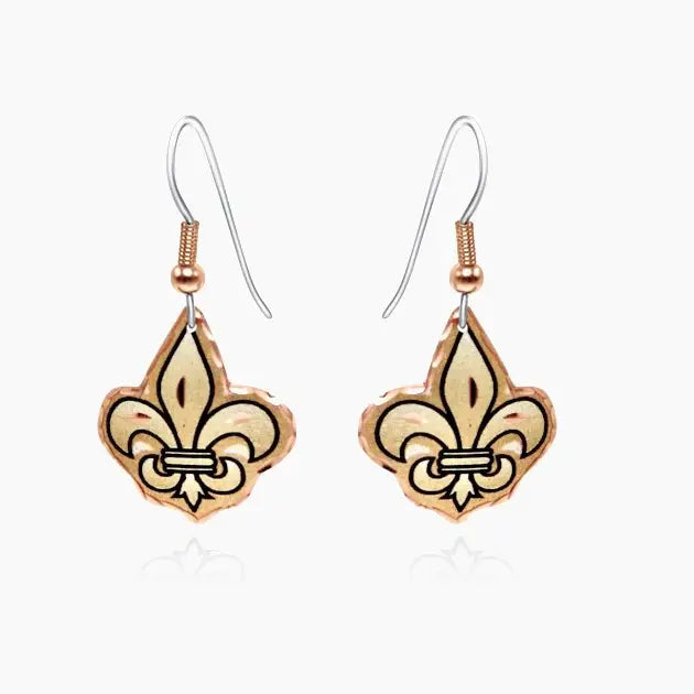 Fleur de lis design Copper earrings