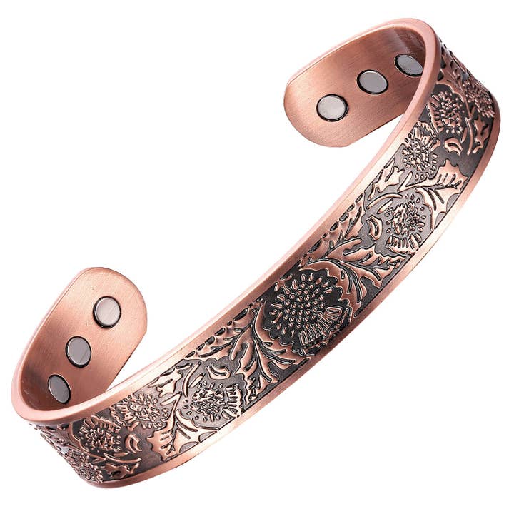 Copper retro look magnetic adjustable bracelet