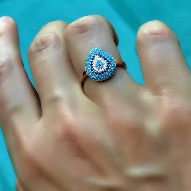 rose gold  Evil Eye  adjustable    Ring