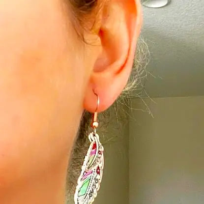 Double Feather Copper Earrings YM-01