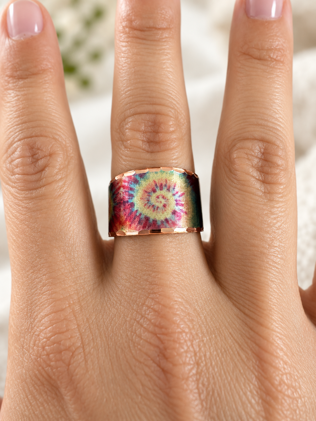 tie dye adjustable art ring