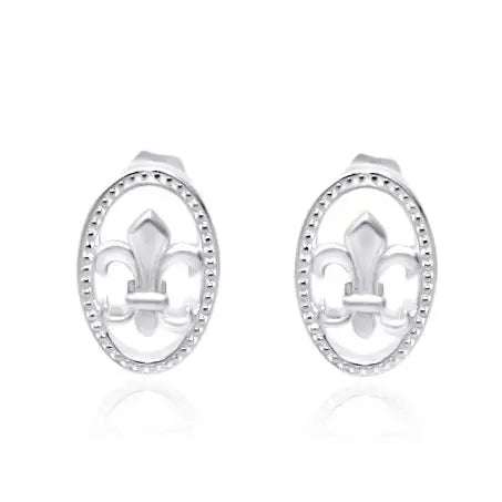 Fleur de lis design 925 Silver Stud   earrings