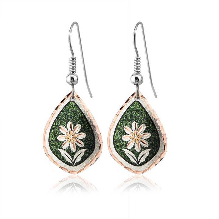 GREEN  Floral Design Earrings