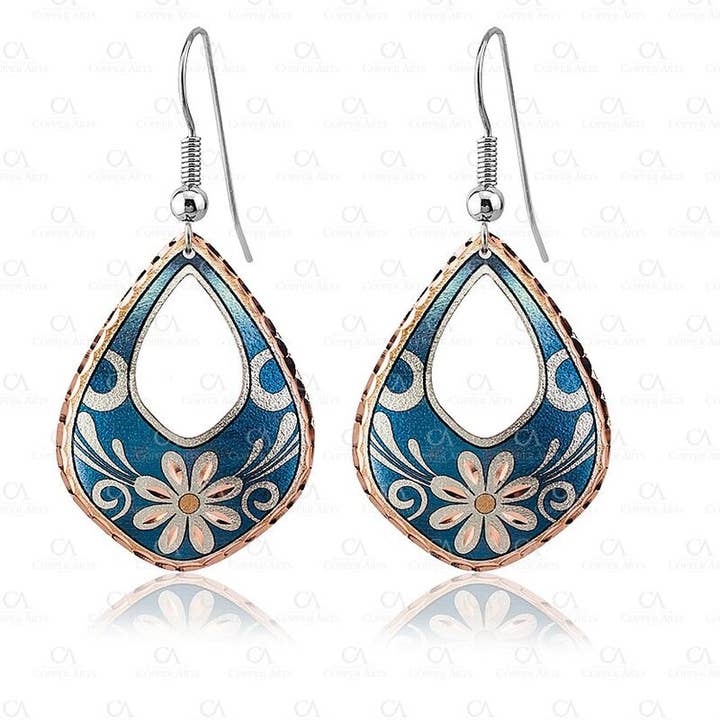 Blue Daisy Flower Earrings F-13
