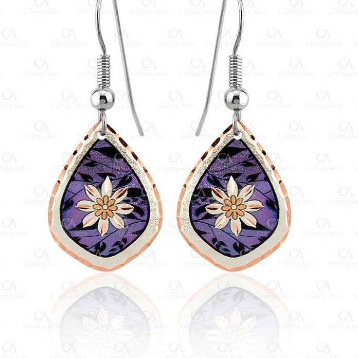 PURPLE Floral Design Earrings