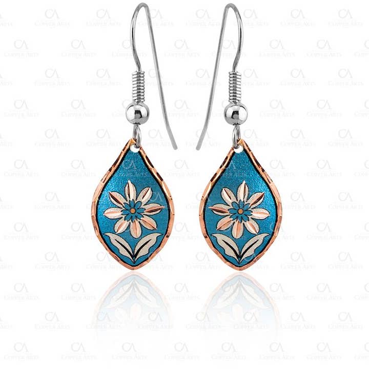 LIGHT BLUE Floral Design Earrings