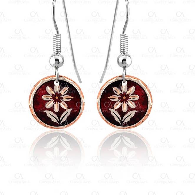 RED Floral Design Earrings