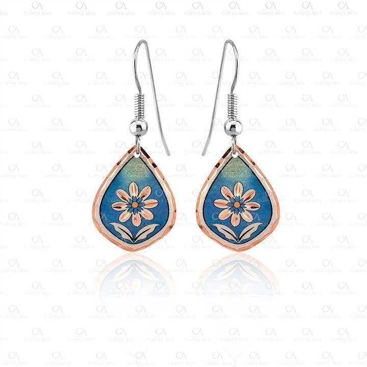 LIGHT BLUE Floral Design Earrings