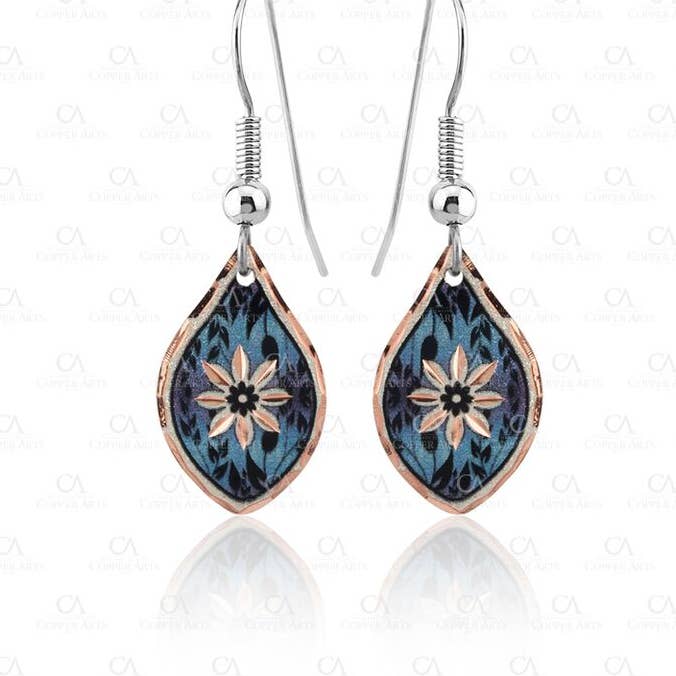 Textured Blue Flower Earrings