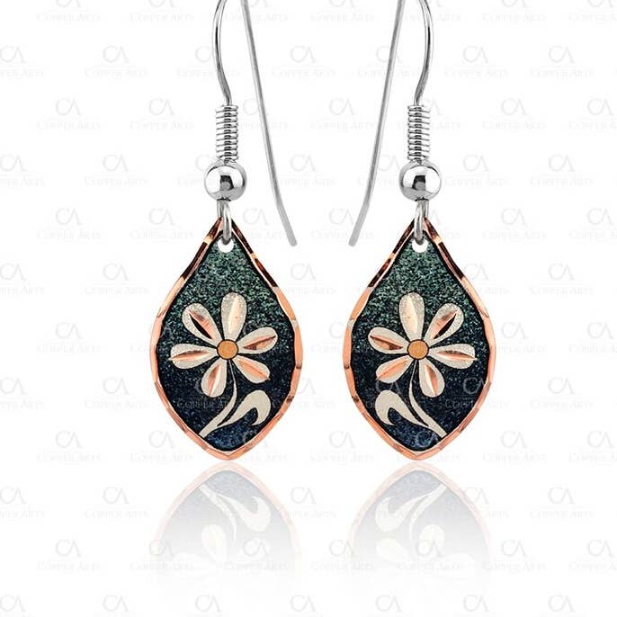 Emerald Green Dainty Flower Earrings F-30