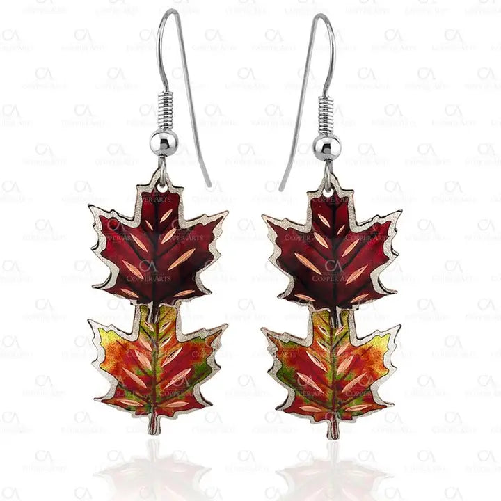 Colorful Dangle Maple Leaves Earrings CM-632