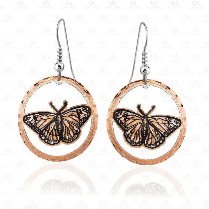Oval Handmade Butterfly Earrings