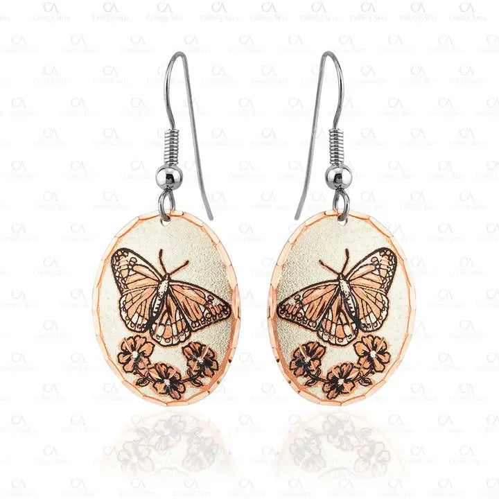 Handmade Copper Butterfly Earrings