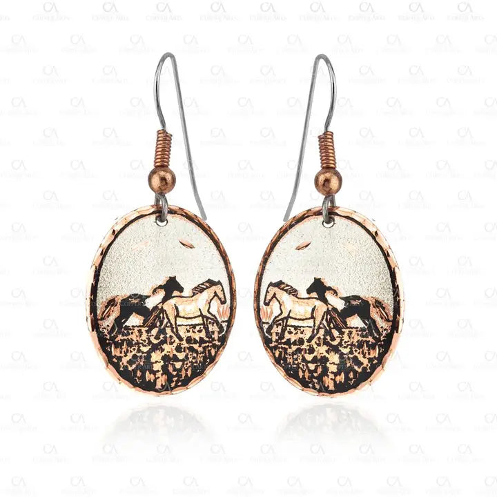 Handmade Copper Horse Earrings