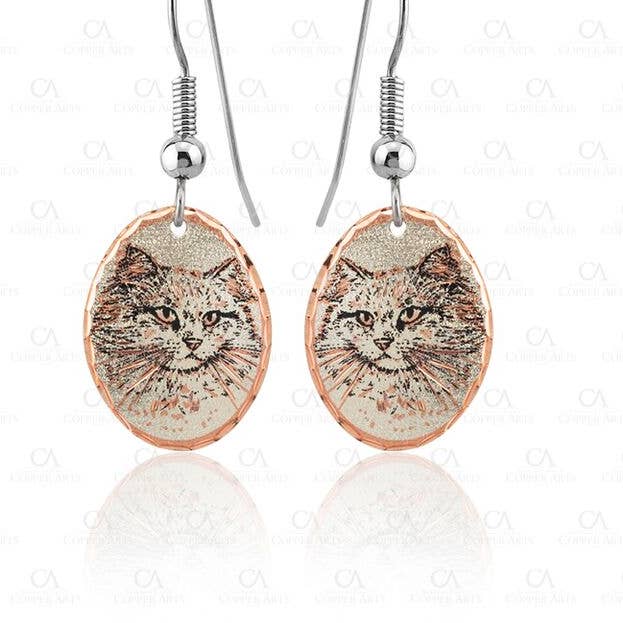 White Fluffy Cat Earrings