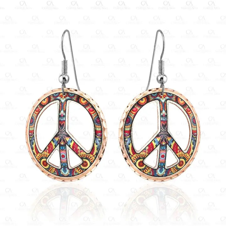 Colorful Cut Out Peace Sign Earrings CO-531