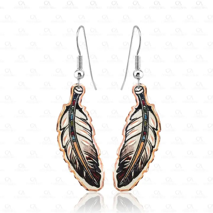 Eagle Copper Feather Earrings Y-02