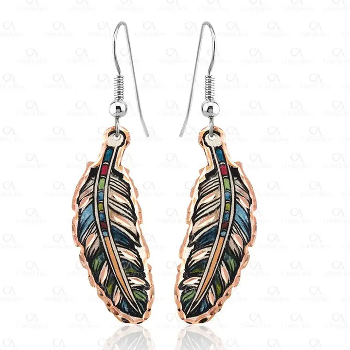 Handcrafted Copper Feather Earrings