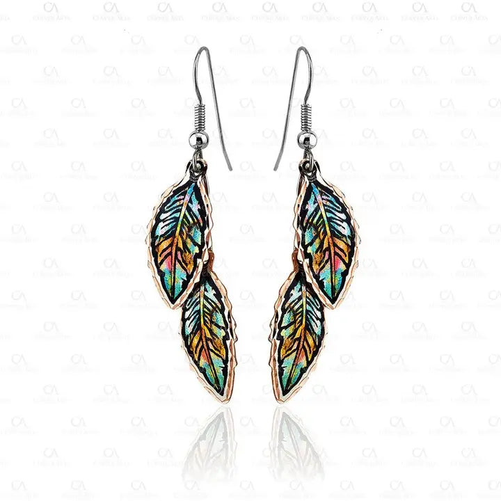 Double Dangle Feather Earrings CFM-61