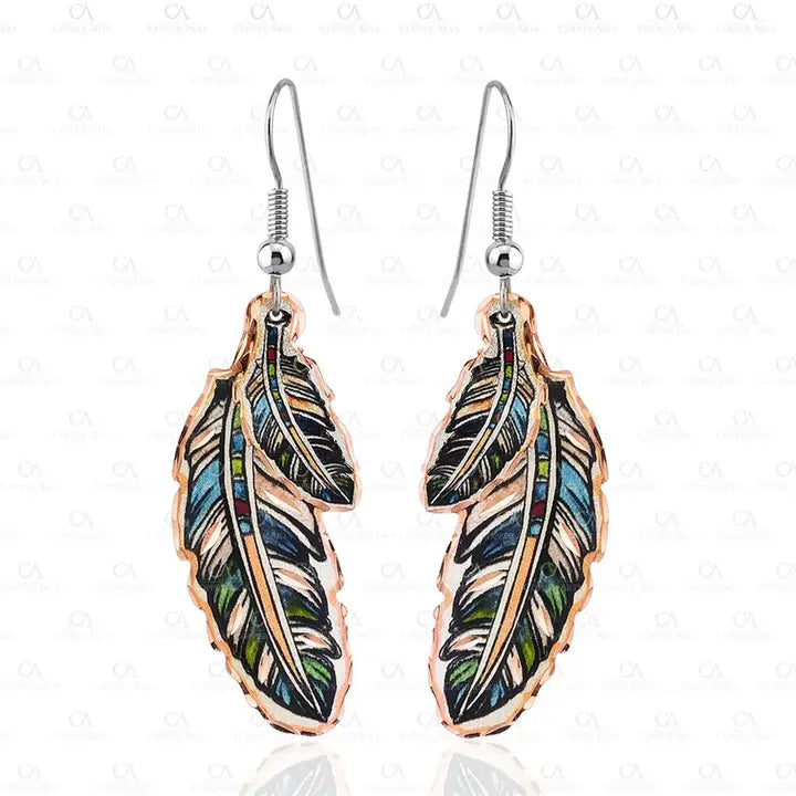 Painted Eagle Feather Earrings