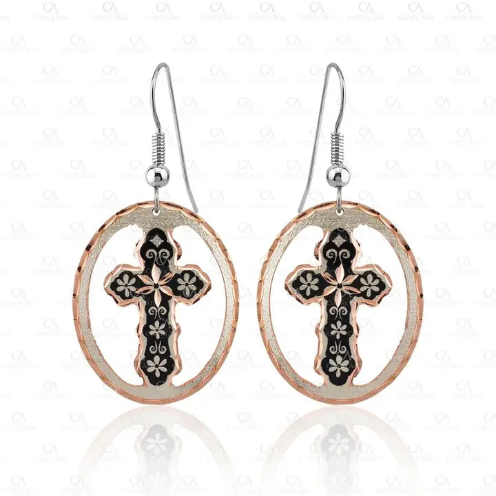 Cut Out Flower Cross Earrings CN-99