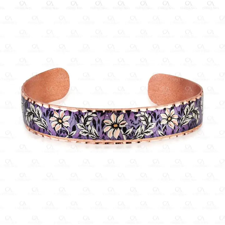 Purple flower  Narrow Design adjustable Bracelet