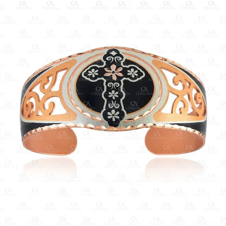 Filigree Design Bracelet Handmade Flower Cross