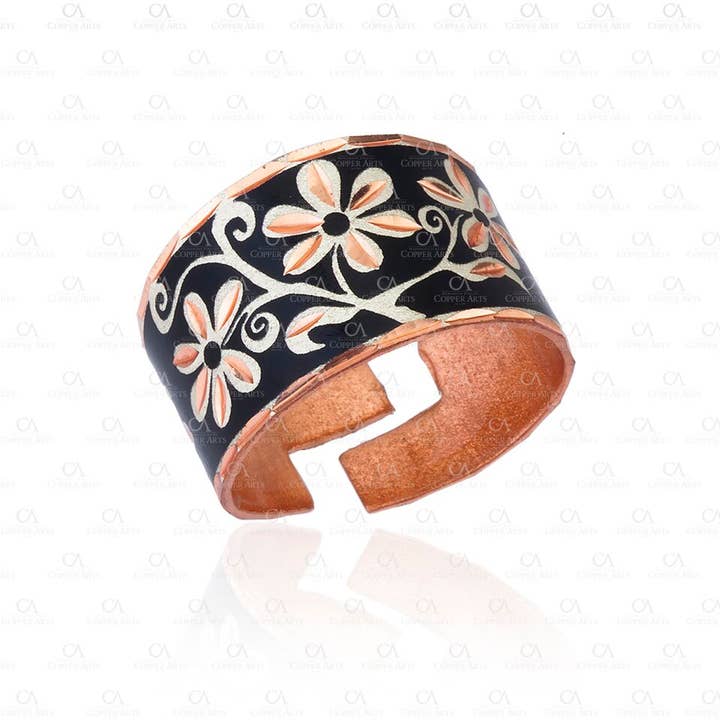 Black Flower Jewelry Rings