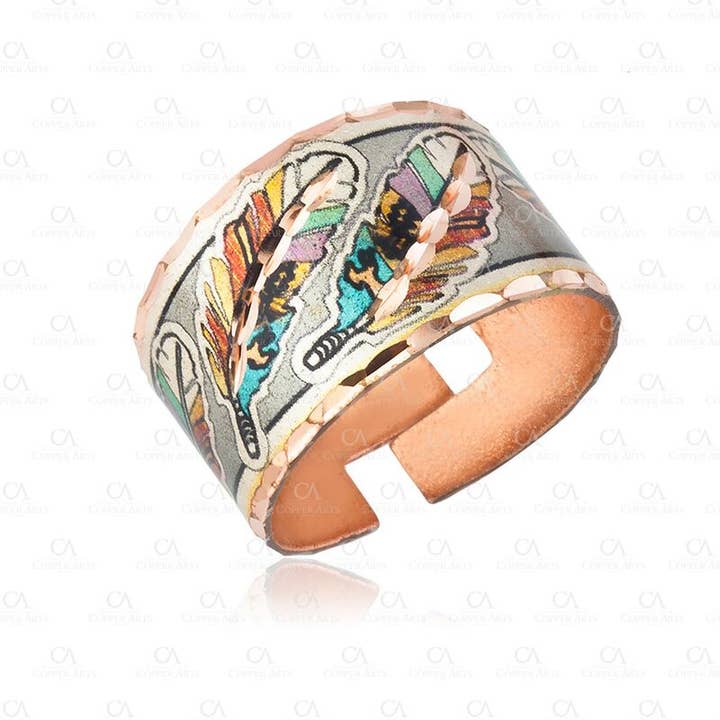 Colorful Feather Art Copper Rings RBN03